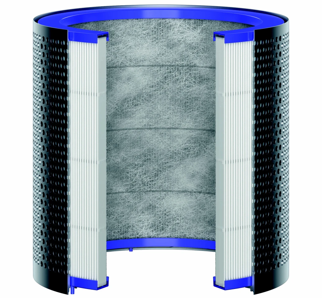 The filter in the Pure Cool uses borosilicate glass