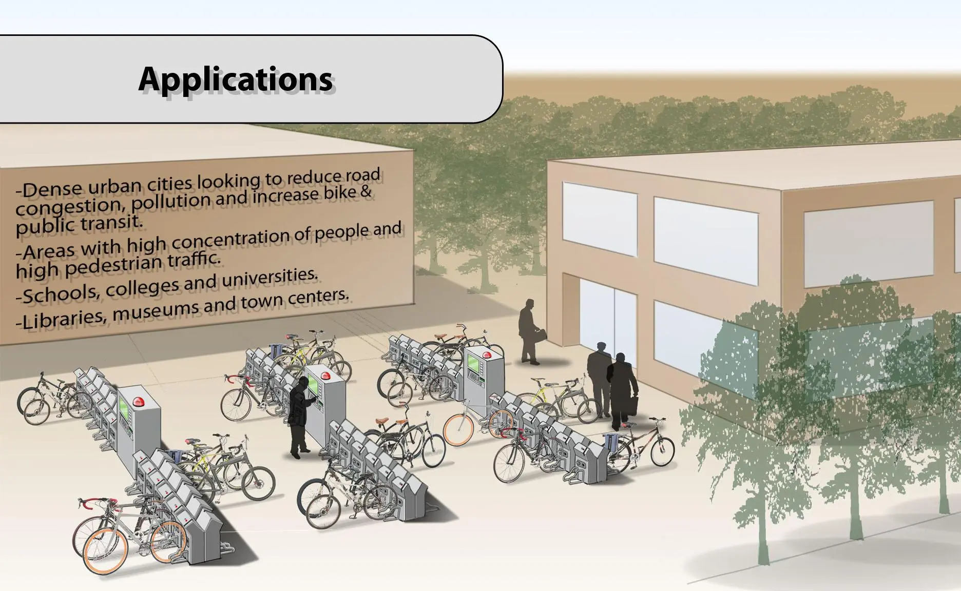 The function of the public bicycle security system is to allow the user to securely lock his/her bicycle to it