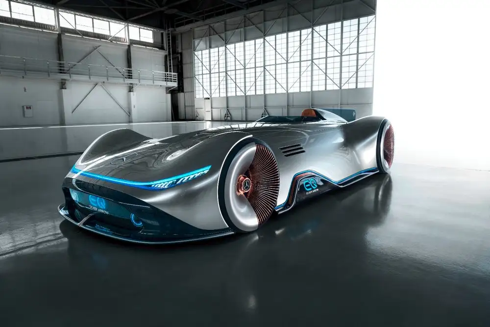 The Mercedes-Benz Vision EQ stands as a fascinating clash of retro and futuristic