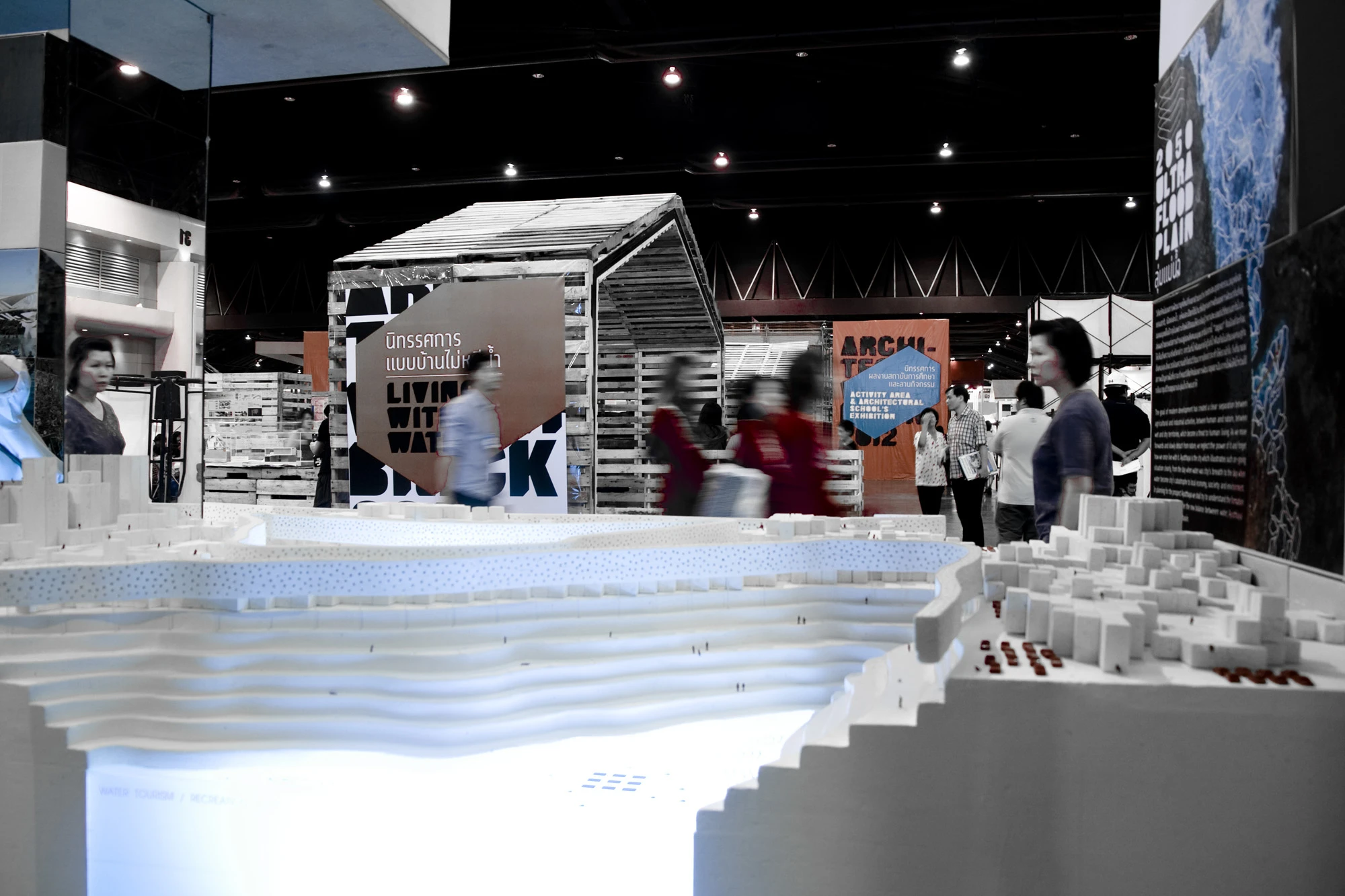 The relative depth of the reservoirs is clear in Shma's physical model of the conceptual Ayutthaya of the future on display at Architect Expo 2012