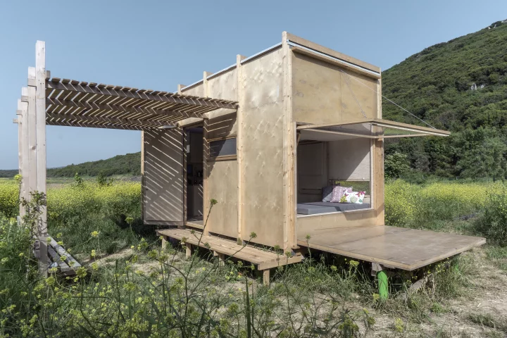 The Cabin on the Border runs off-the-grid with solar power and rainwater collection