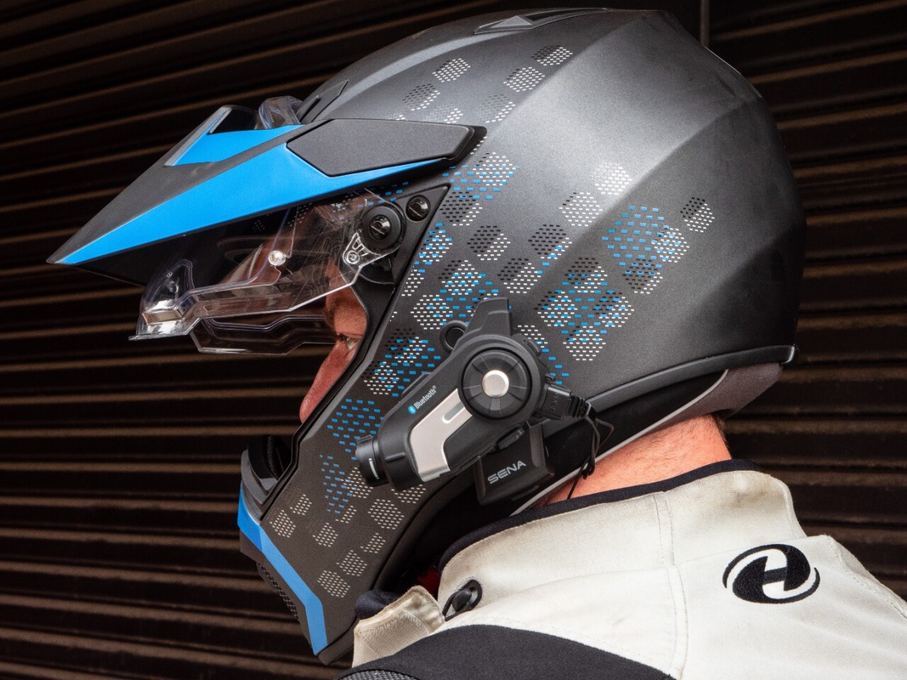 The AGV AX-9, with a Sena 10C attached