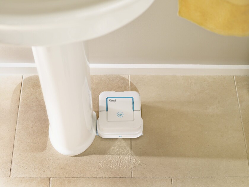The iRobot Braava jet can clean around toilets