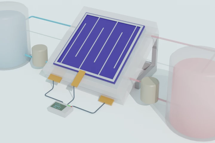 A schematic illustration of the new solar flow battery design