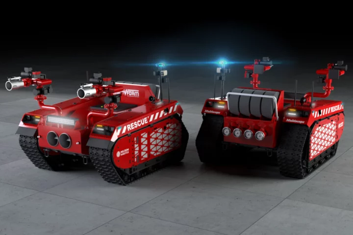 The new firefighting robots based on Mirem's Multiscope Rescue vehicle