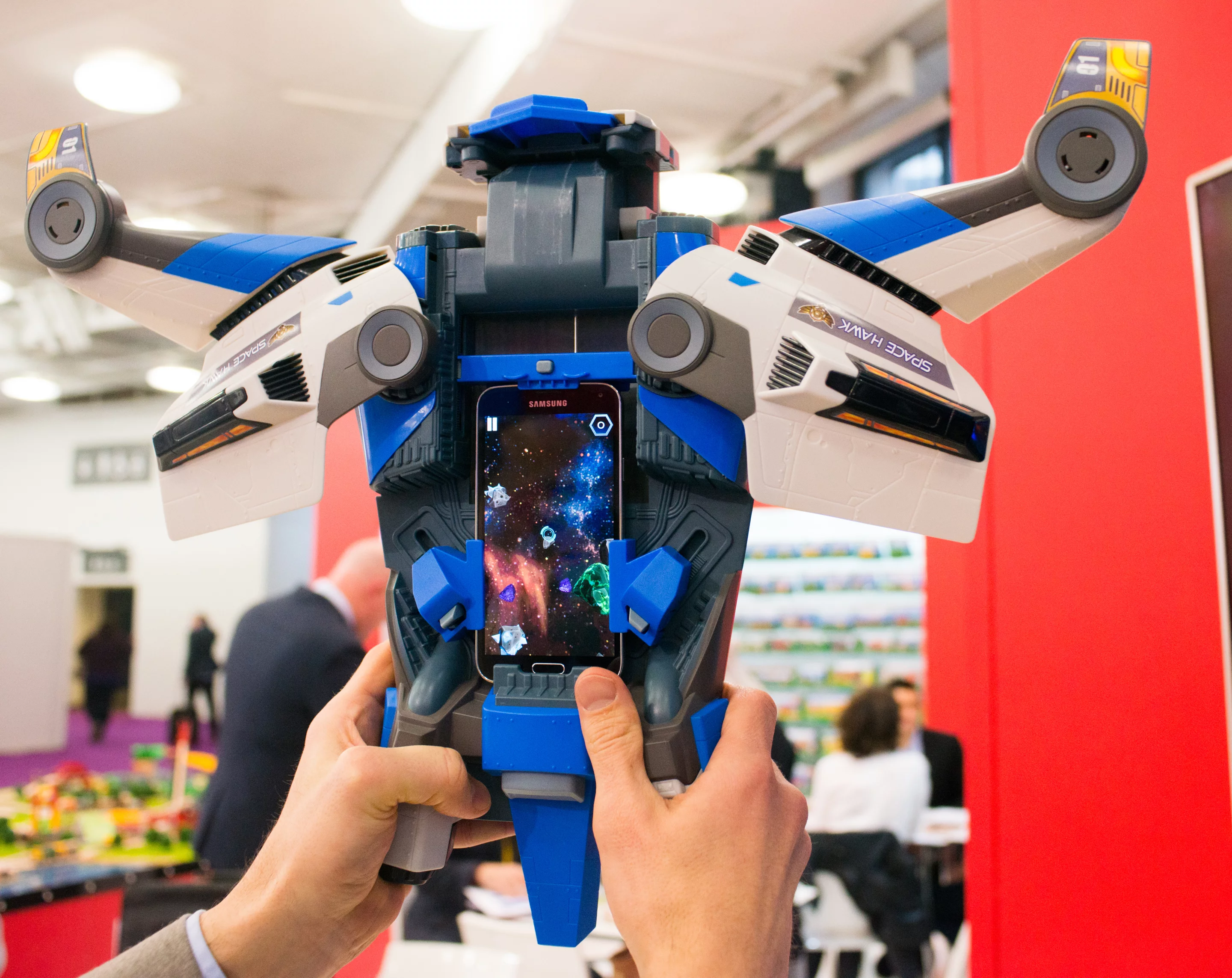 Space Hawk is a smartphone game from Ravensburger which is played by putting the phone into a physical spaceship