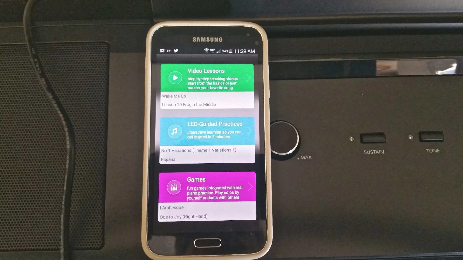 The three separate sections that make up the One Smart Piano system
