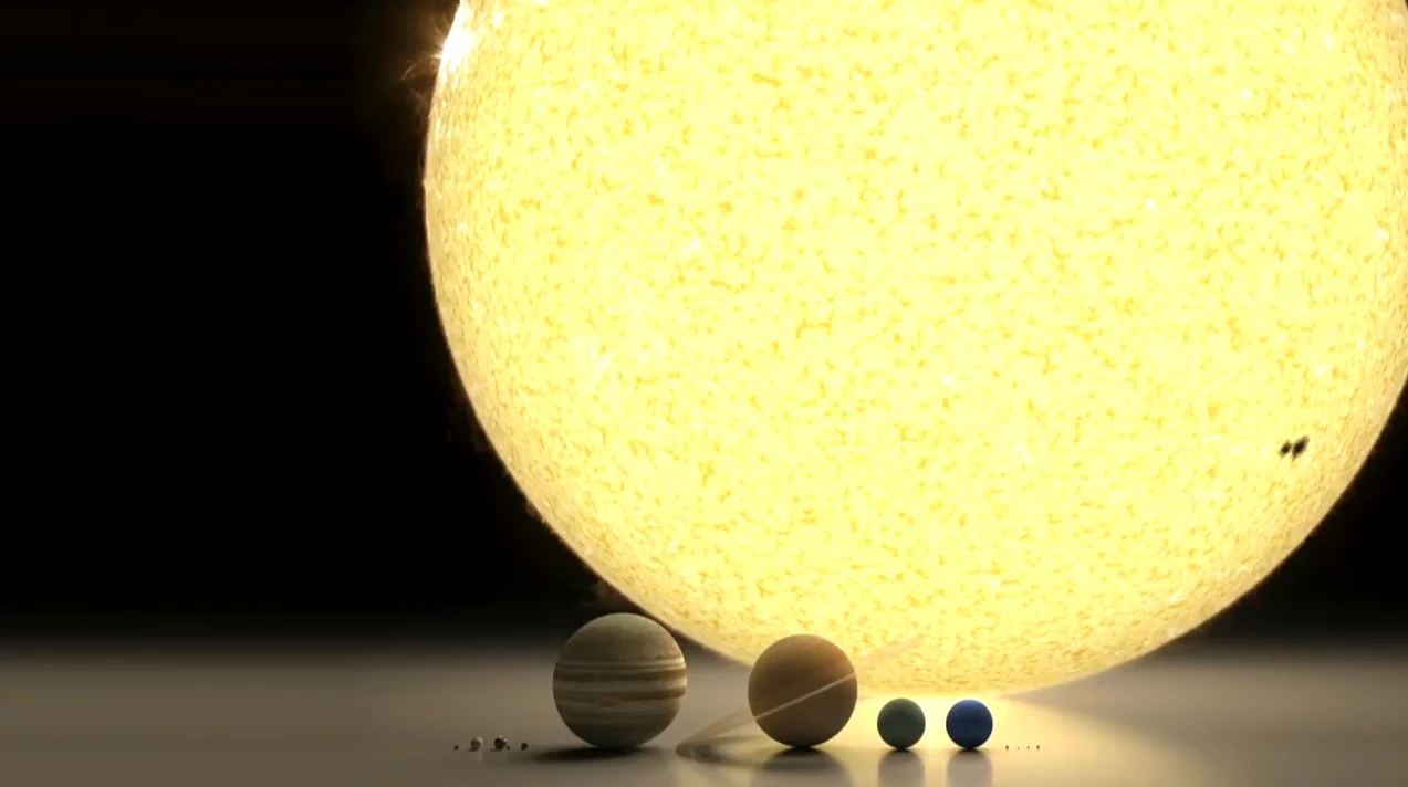 Musk showed this slide to put the size of Earth and Mars (third and fourth from the left) in perspective