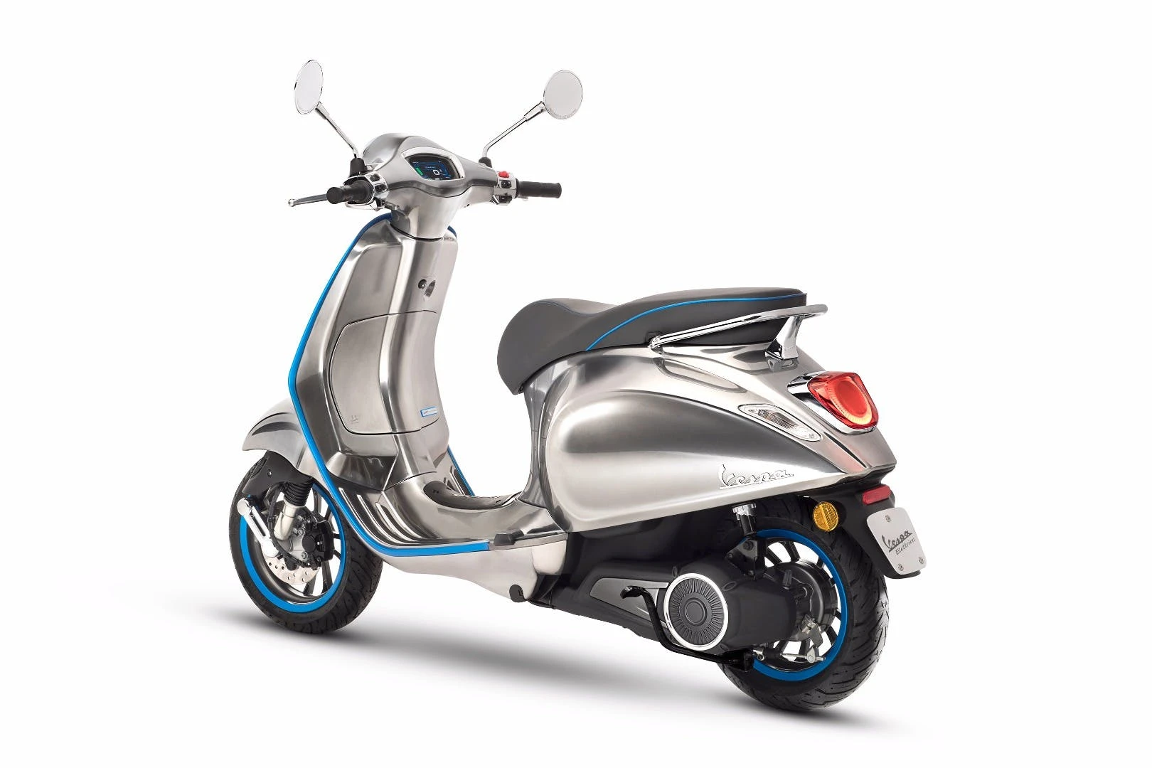 The Vespa Elettrica carries a 4-kW electric motor