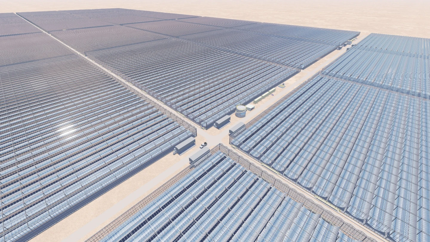 The finished solar energy plant will produce steam to be used in oil extraction