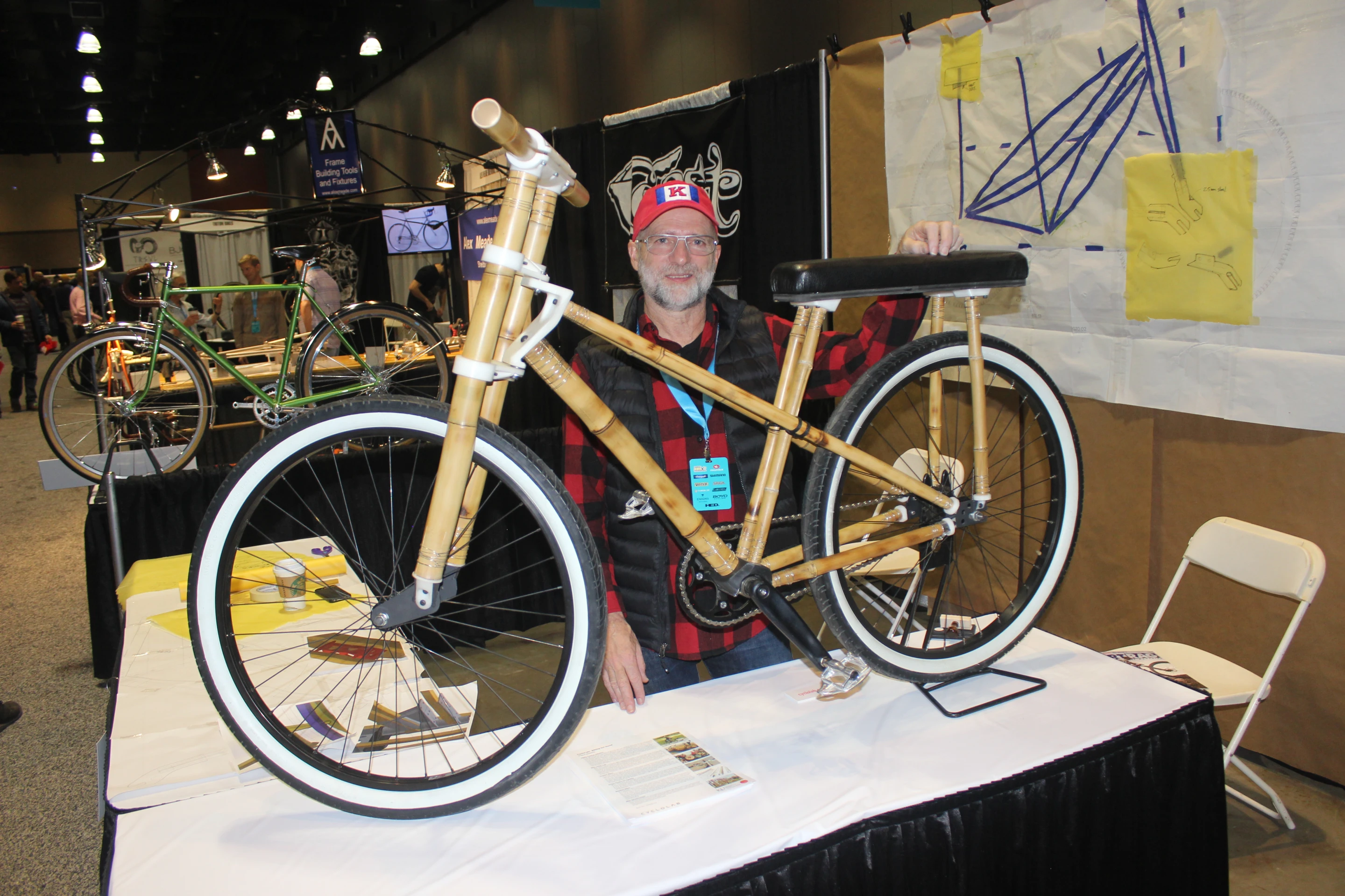 Lance Rake with his bamboo bike at NAHBS 2018