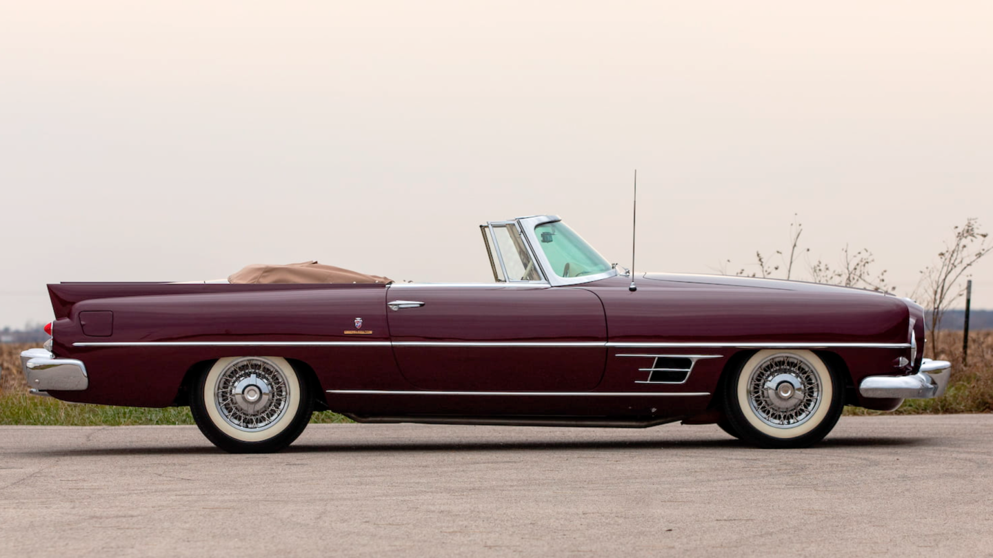 This 1957 Dual Ghia Convertible sold for $363,000 at Mecum's 2022 Kissimmee sale on 15 January 2022