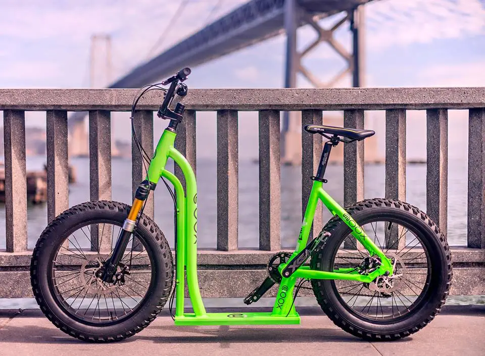 The Moox Bike can be kicked along or pedalled