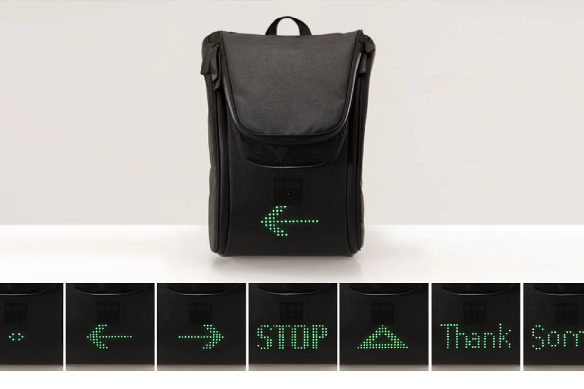 The SEIL LED grid signaling system installed in a bag