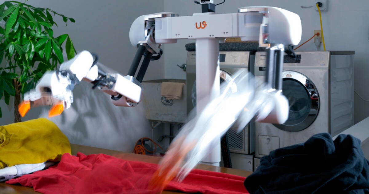 Robot folds laundry with remote human help Robot folds laundry with remote human help