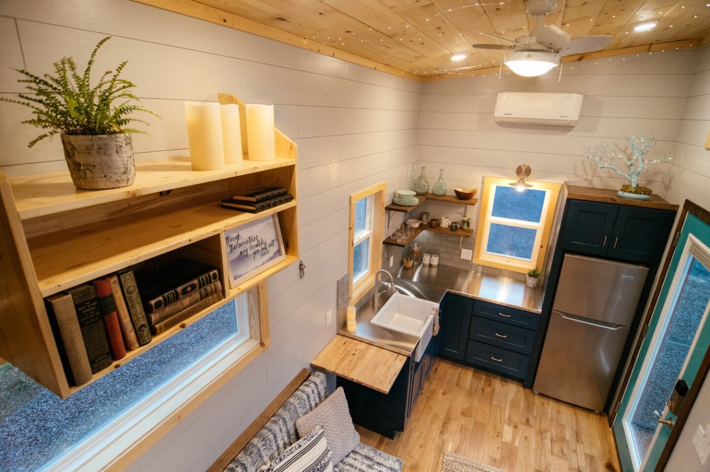 Top-down shot of the Lykke's living area