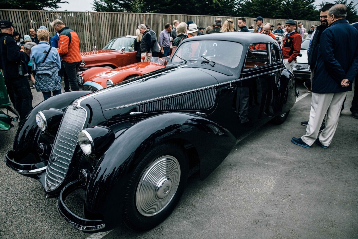 1937 Alfa Romeo 8C 2900B Berlinetta by Touring | Winner: 2018 Pebble Beach Concours d'Elegance | Owners: David and Ginny Sydorick, Beverly Hills, California, USA | Specifications: Supercharged 2.9-litre inline eight-cylinder DOHC engine • 180 horsepower at 5200 rpm • 4-speed transaxle • Independent suspension front and rear • Four-wheel hydraulic drum brakes