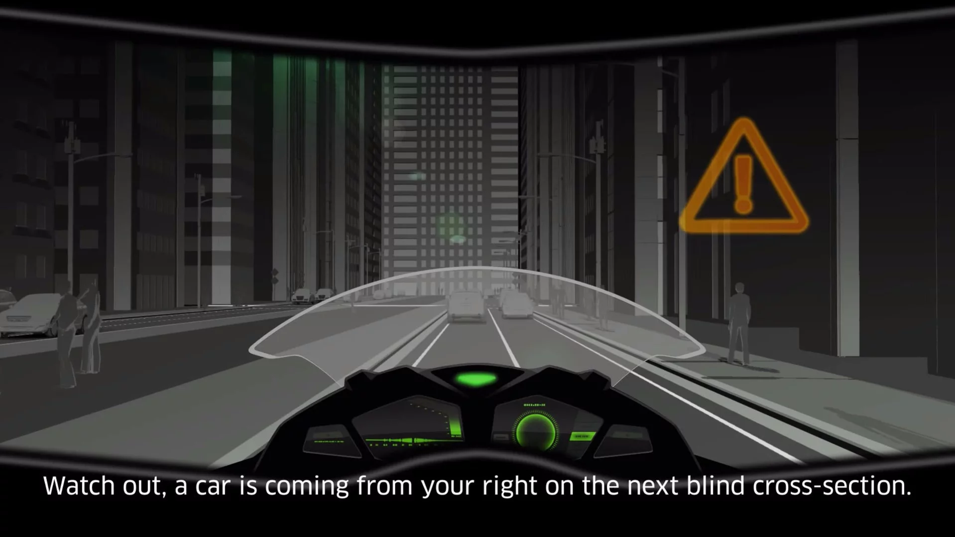 Kawasaki's proposed motorcycle AI voice assistant: appears to know a car is about to pop out in front of you at last 6 or 7 seconds before it happens