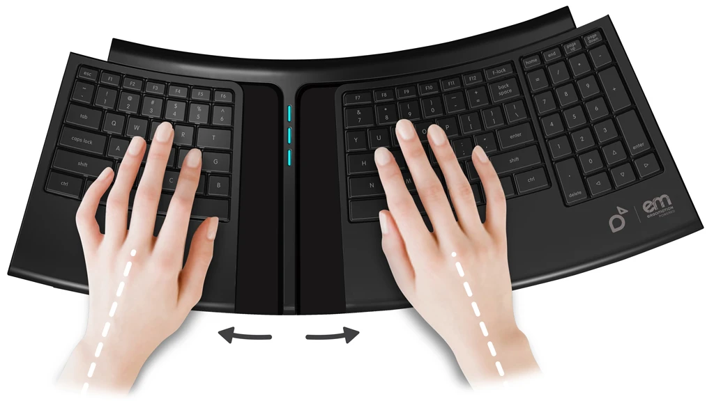 SmartFish Technologies' Engage Keyboard automatically changes position to relieve stress on user's hands and wrists
