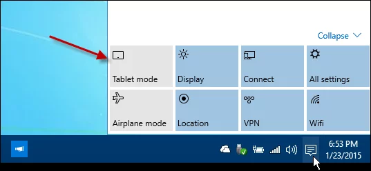 Easily switch between tablet and desktop mode