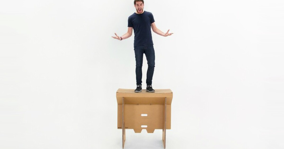 Refold's cardboard standing desk folds away for portability