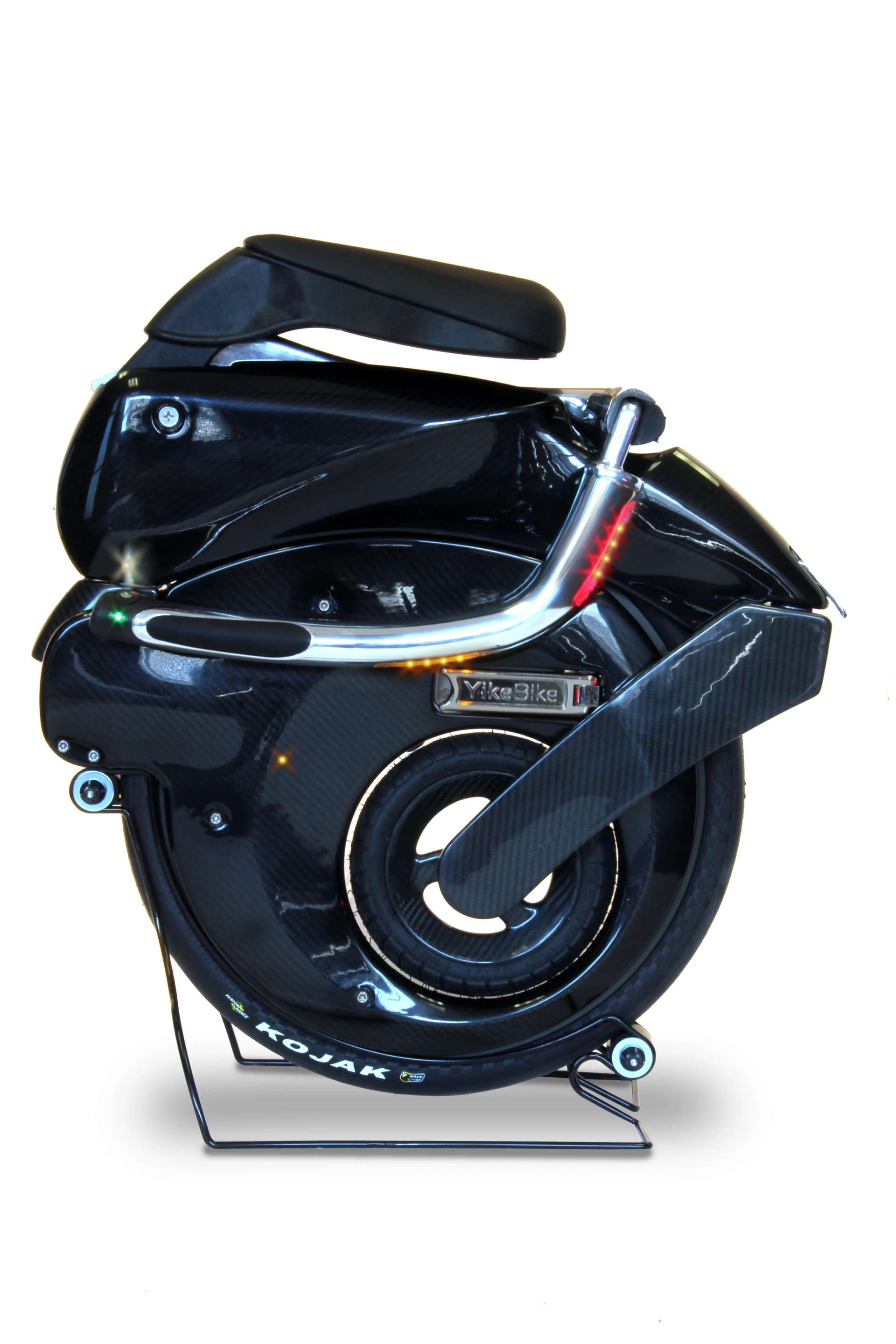 The Yikebike is a miniature, electric penny farthing made of carbon fiber capable of 25km/h (15 mph) with a range of 10 km or 20 km if you carry a spare battery