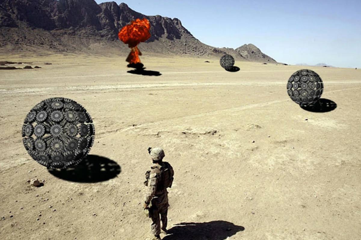 A dramatic visualization of the Mine Kafon in use