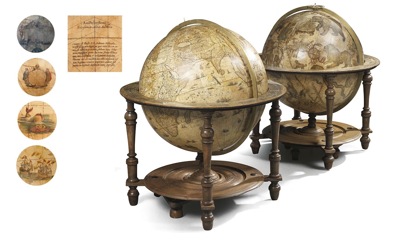 A pair of 68 cm (26 inch) library globes (one terrestrial and one celestial) made by Willem Janszoon Blaeu (father of Johannes Blaeu – see #38 on this list) sold for $1,239,364 (€793,850) at a Christie's (Amsterdam) auction in April, 2008. The terrestrial globe was made circa 1645 – 1648, and the Celestial Globe circa 1630. They're not quite a scientific document or manuscript, but close enough for a mention.