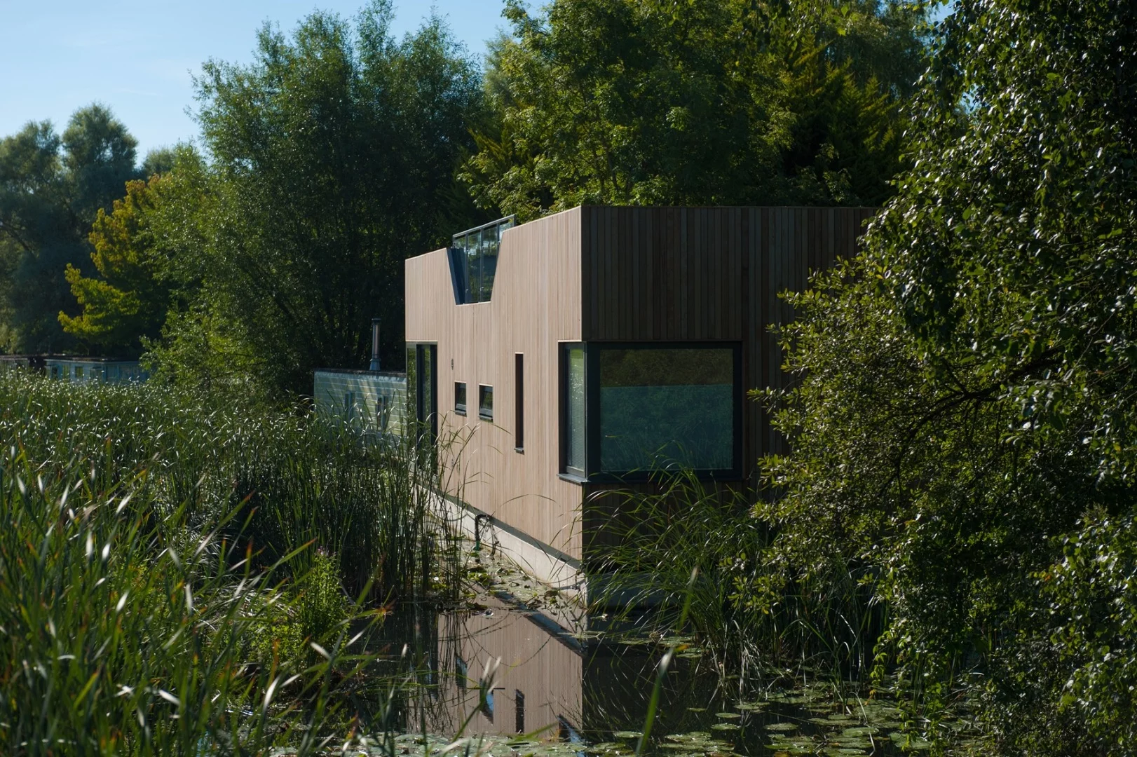 The Chichester floating home can be towed to different locations as desired