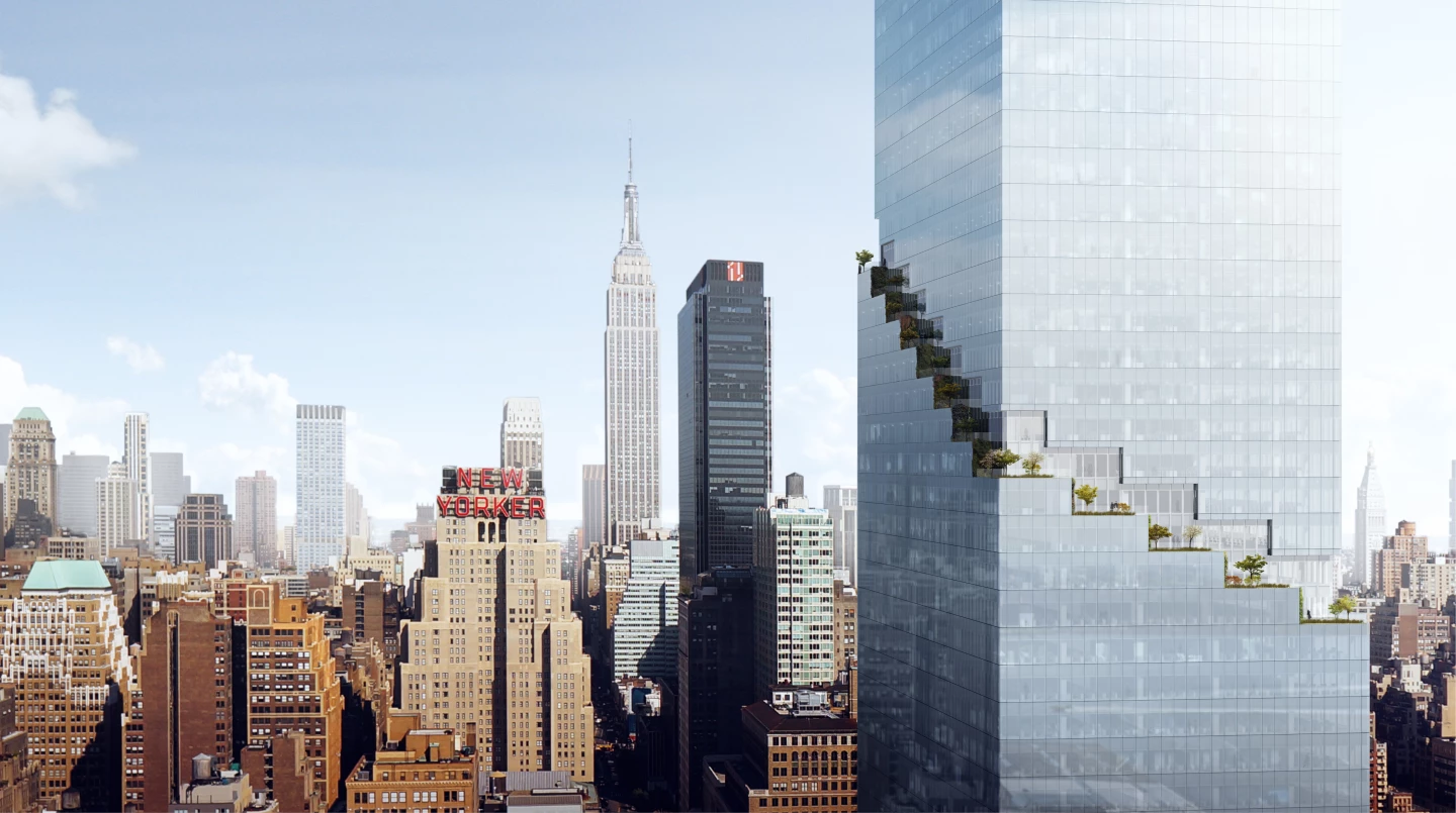 The Spiral's overall design is inspired by iconic NYC architecture like the Rockefeller Center