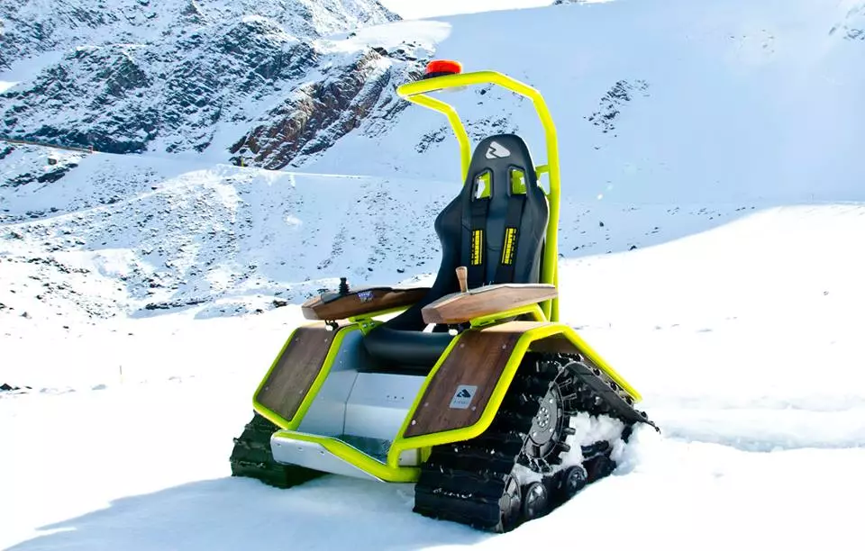 The driver is held in place with a four-point harness, and a tubular steel frame offers protection in the event of a rollover