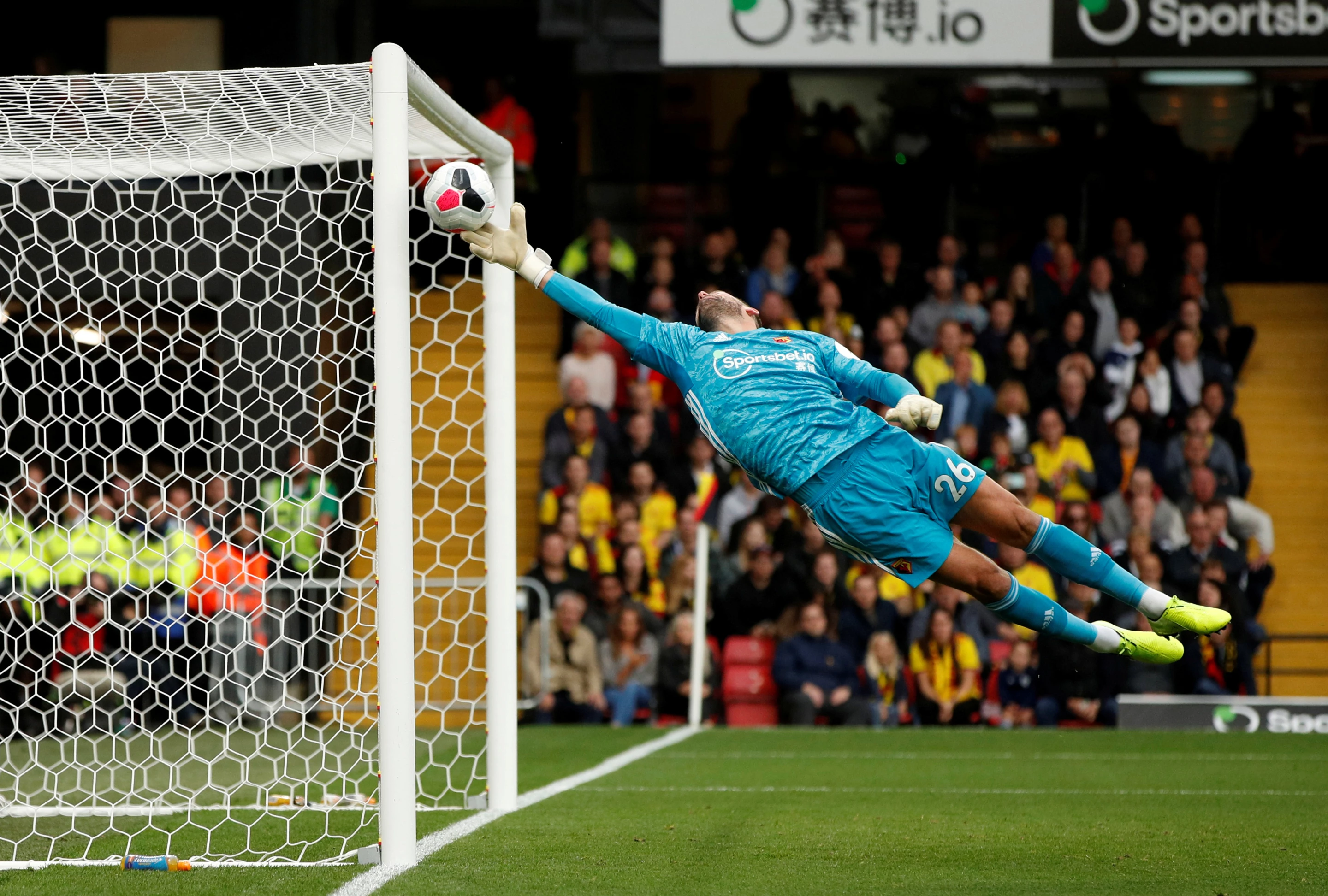 Bronze, Precision. Ben Foster in action, Watford v Sheffield United - Vicarage Road, Watford, Britain - October 5, 2019