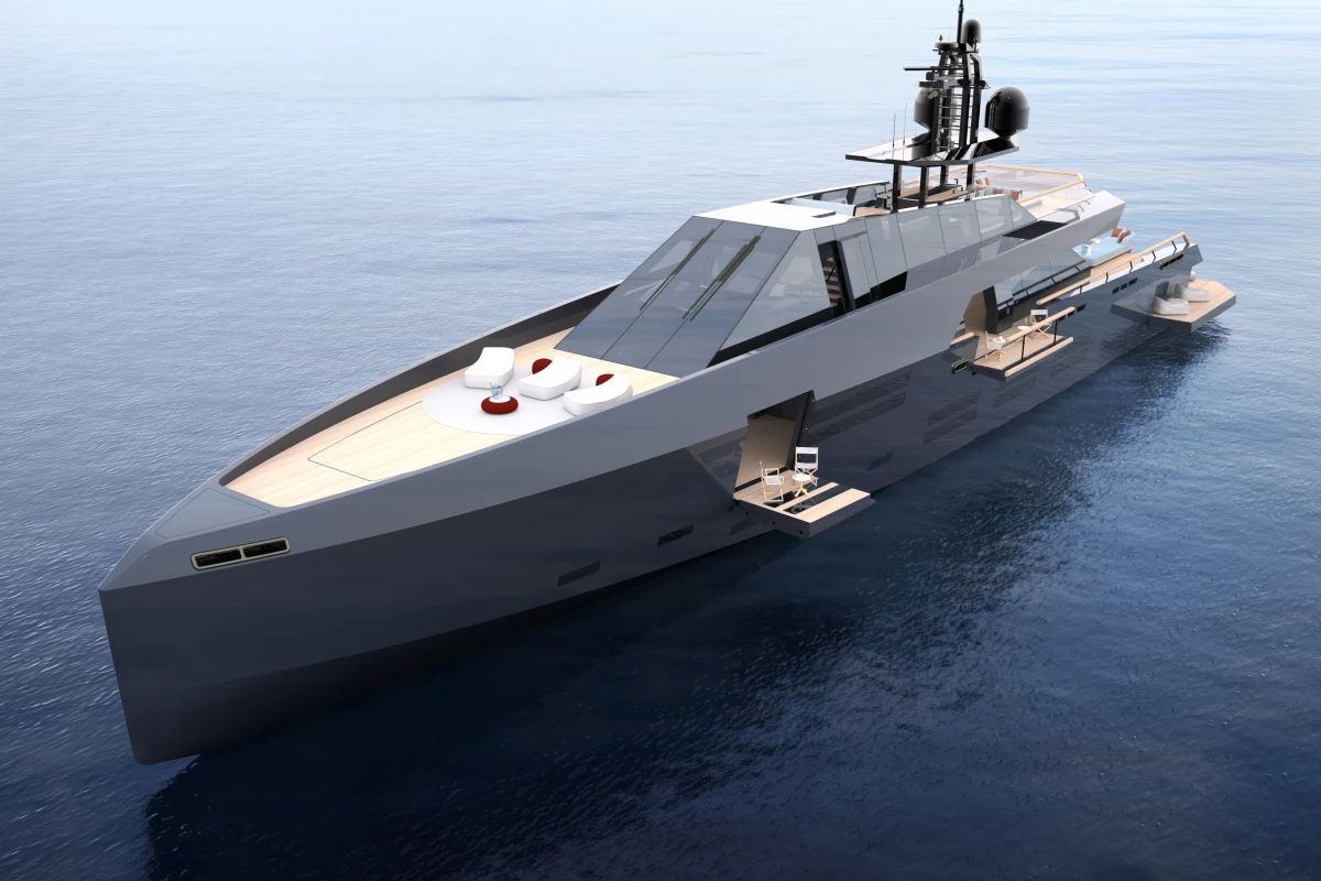 A striking vessel that expands in size, the new 165 Wallypower concept