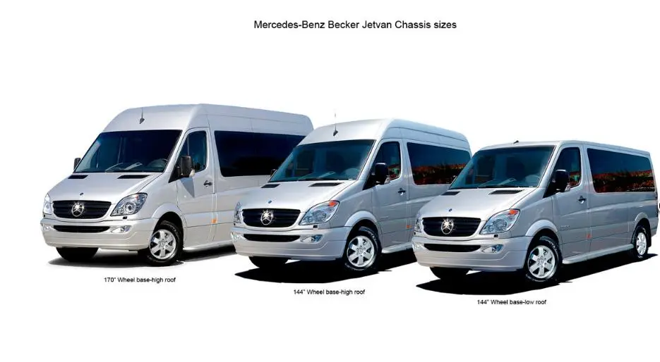 The Sprinter JetVans come in several chassis sizes