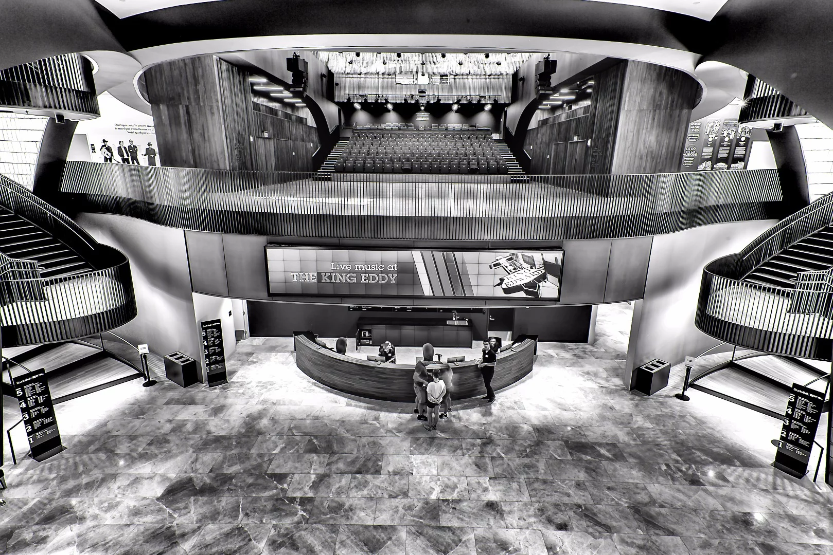 The performance hall resides above the main foyer