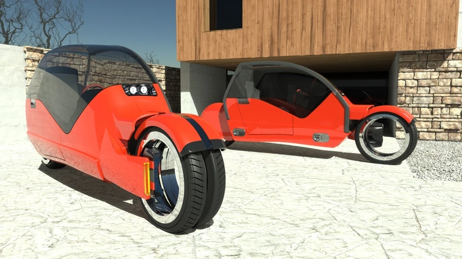 The wheels of the Lane Splitter concept separate slightly when in bike-mode for increased stability