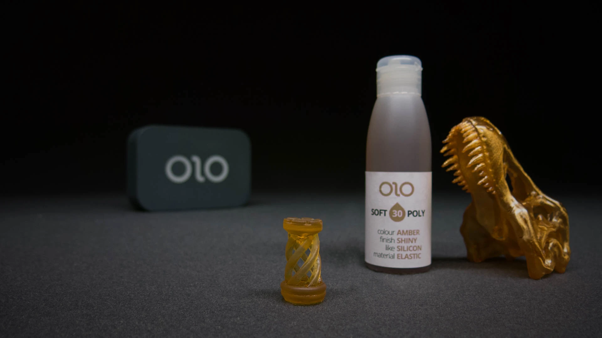 An OLO 3D print using the elastic soft 30 poly resin, similar to silicon