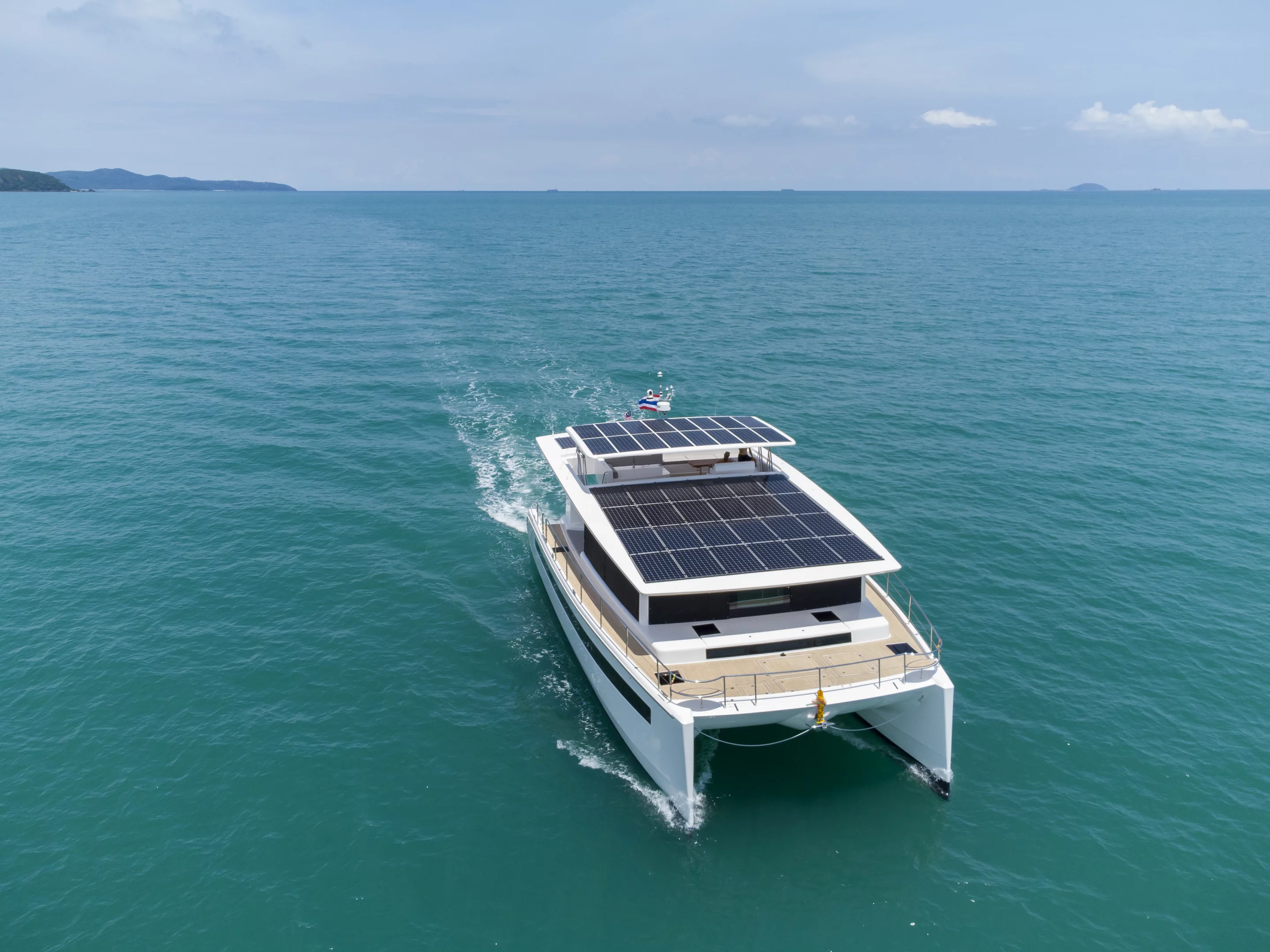 The Silent 60 catamaran is powered by 42 solar panels
