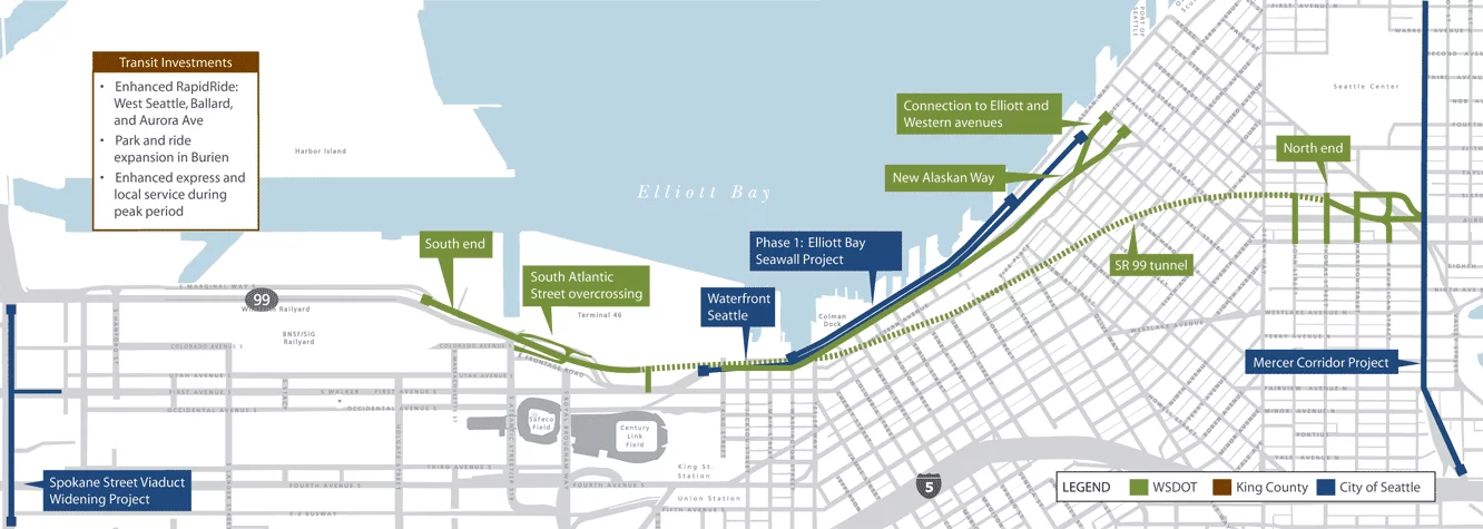 Map of the SR 99 redevelopment project (Image: WSDOT)