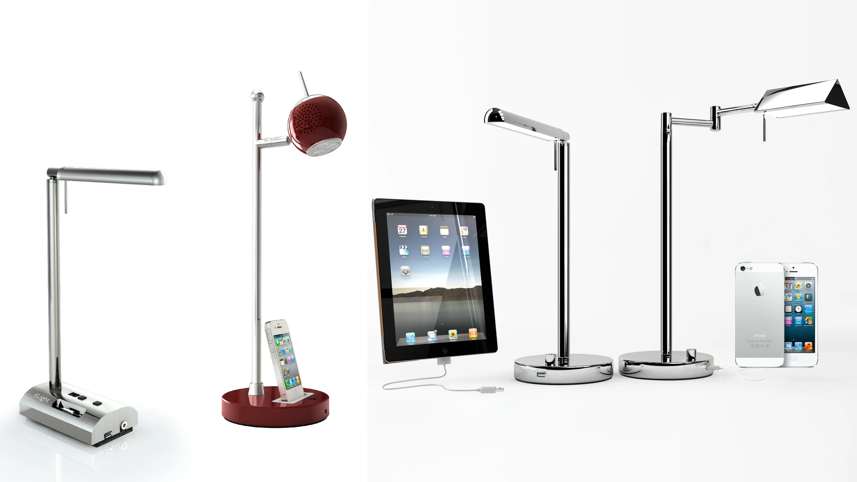 M&C Lighting has added two new models to its range of LED desk lamp which all feature integrated device charging ports or iPod/iPhone docks