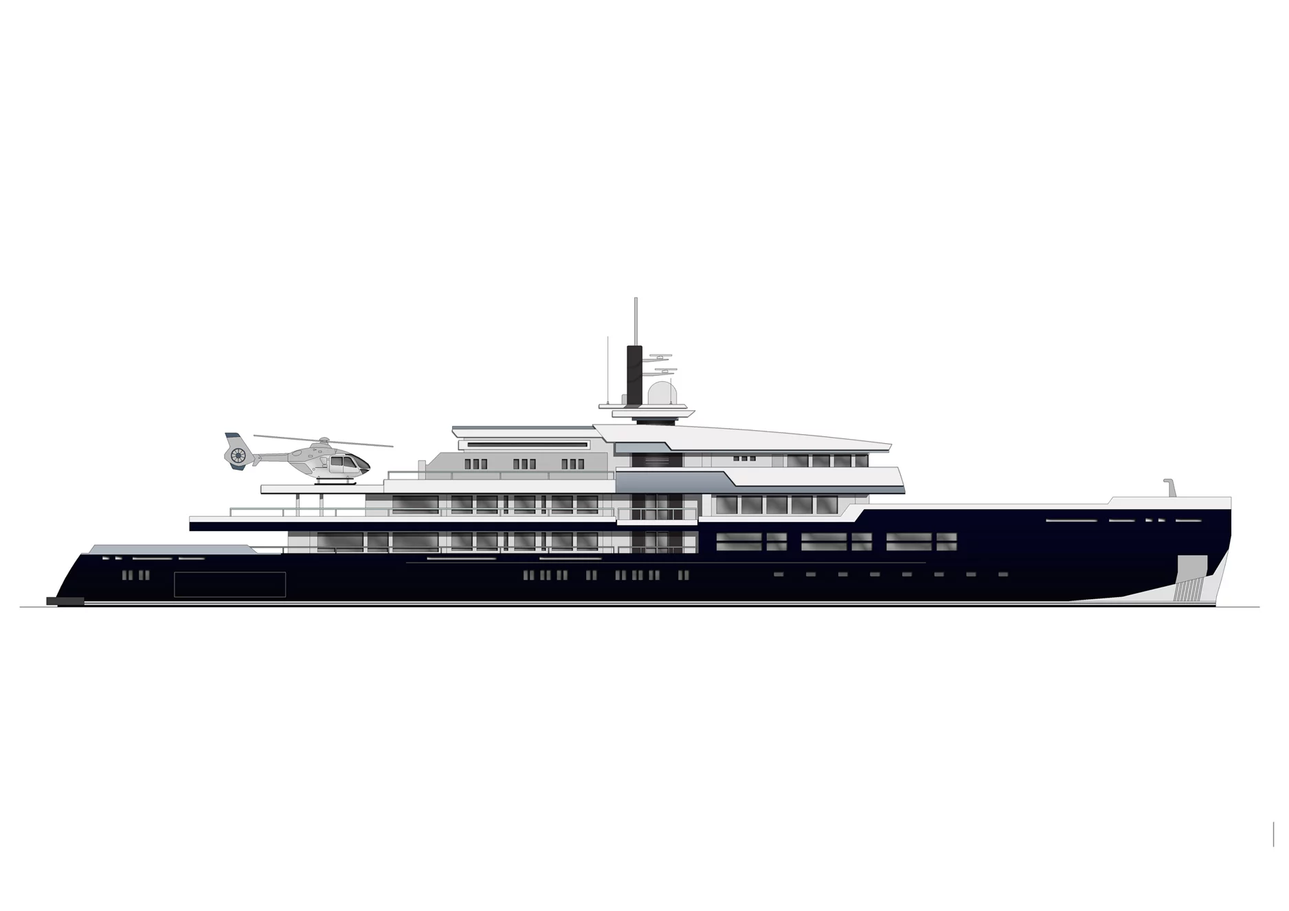The 75-meter design was reduced from 85 meters, and a second helipad removed from the design