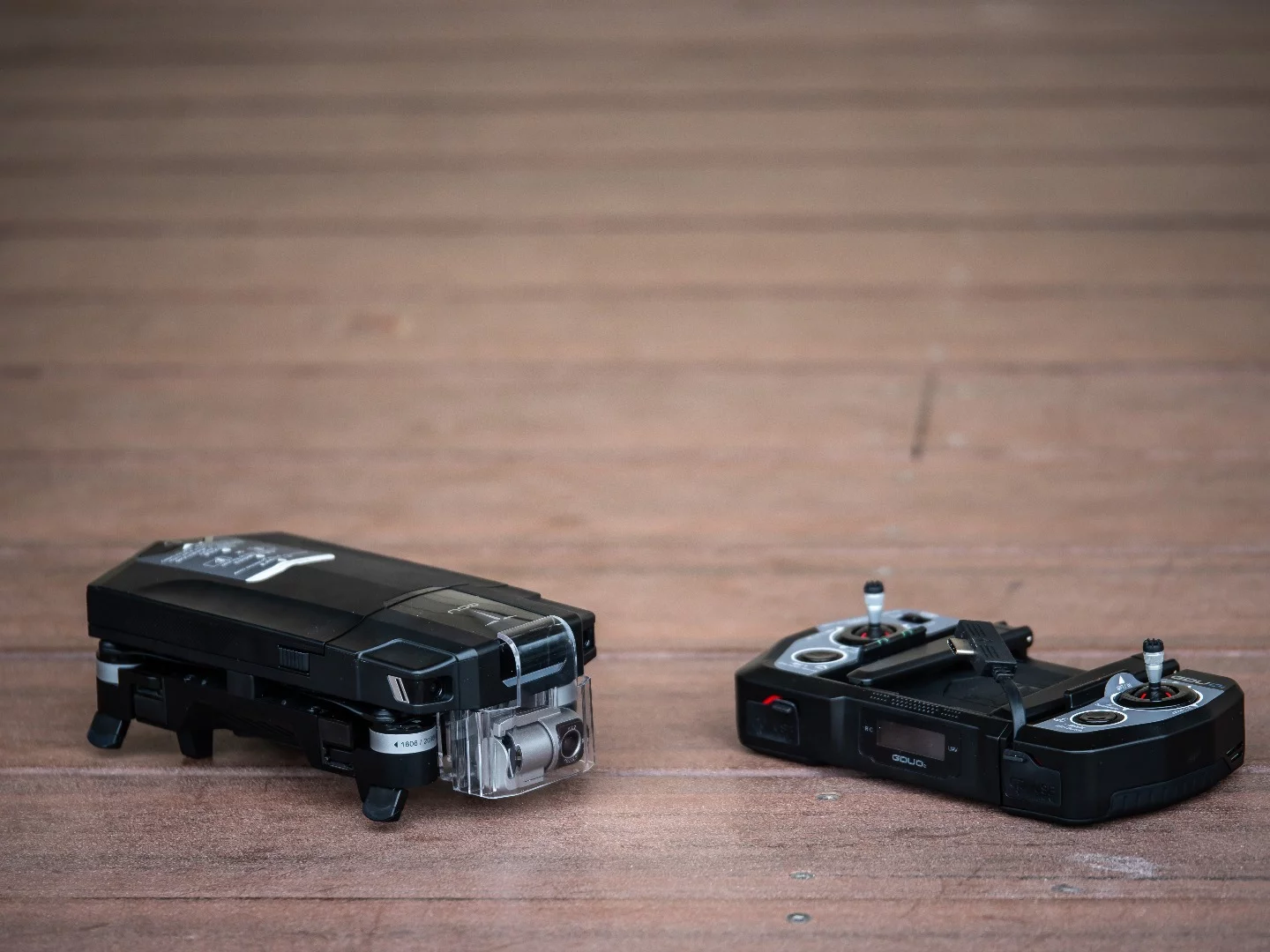 GDU 02 drone and controller, folded up but separate