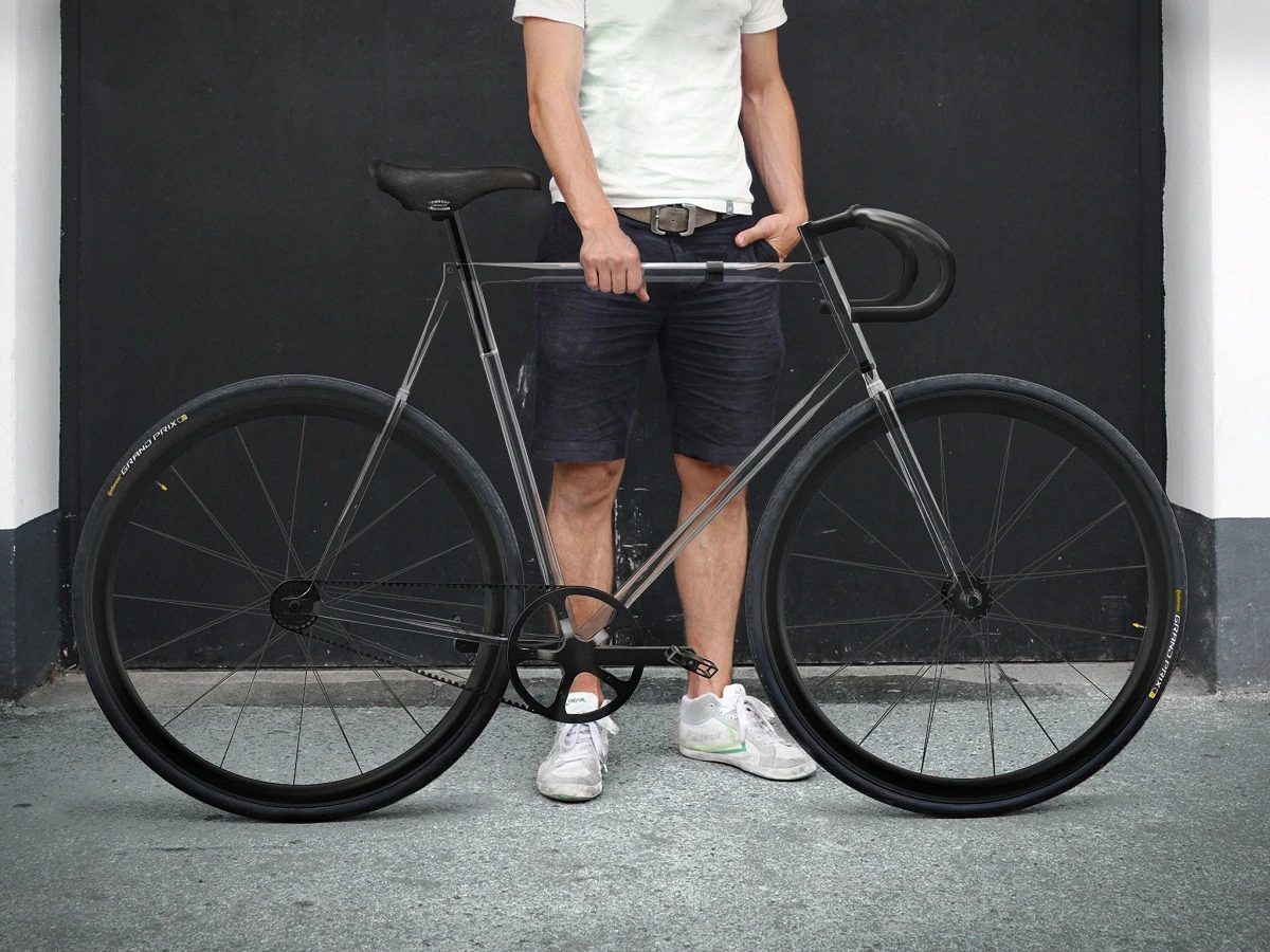 Clarity Bike features a frame made from Trivex, a polymer with positive properties