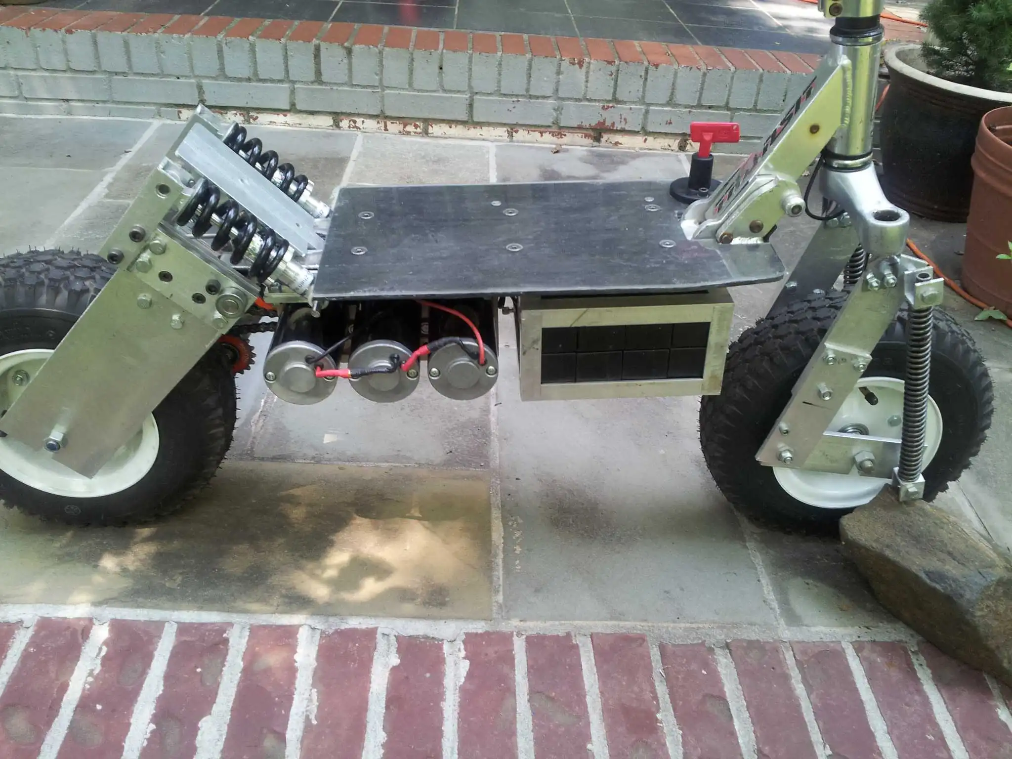 The scooter has a top speed of 25 mph and a range of at least 8 miles