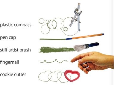 Users can draw with a variety of objects to achieve different line shapes, including a finger, stiff paint brush or the included stainless steel telescopic stylus