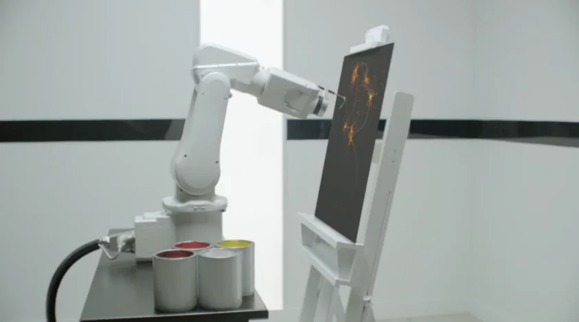 The robot arm busy creating Sleep Art