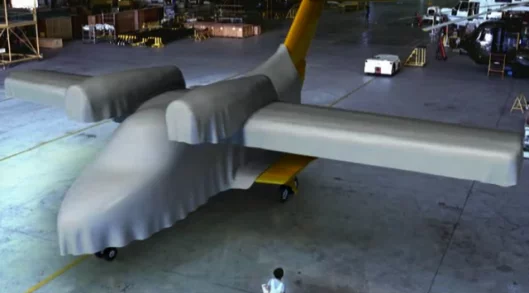 Under wraps ... the flying taxi. Inventor Michael Robert Dacre has died testing a prototype