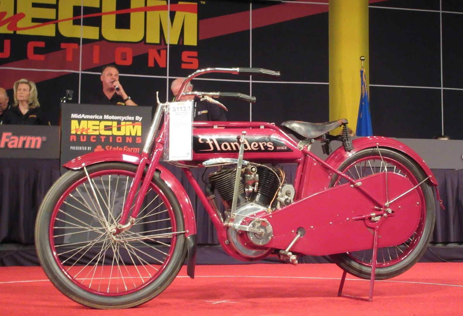 $99,000 – 1914 Flanders Model D Twin - Mecum Lot S113.1 is the only known Flanders V-twin in existence, selling for $88,000 as part of Gooding's Otis Chandler Collection in 2006, then selling again at a Bonhams auction in 2010 for $78,200 and at it's third auction in ten years, it narrowly failed to pass $100,000. $100,000 for a one-of-one, century-old American V-twin seems cheap to me.