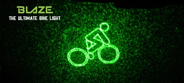 BLAZE projects a bicycle lane symbol 4 to 6 meters ahead of the cyclist