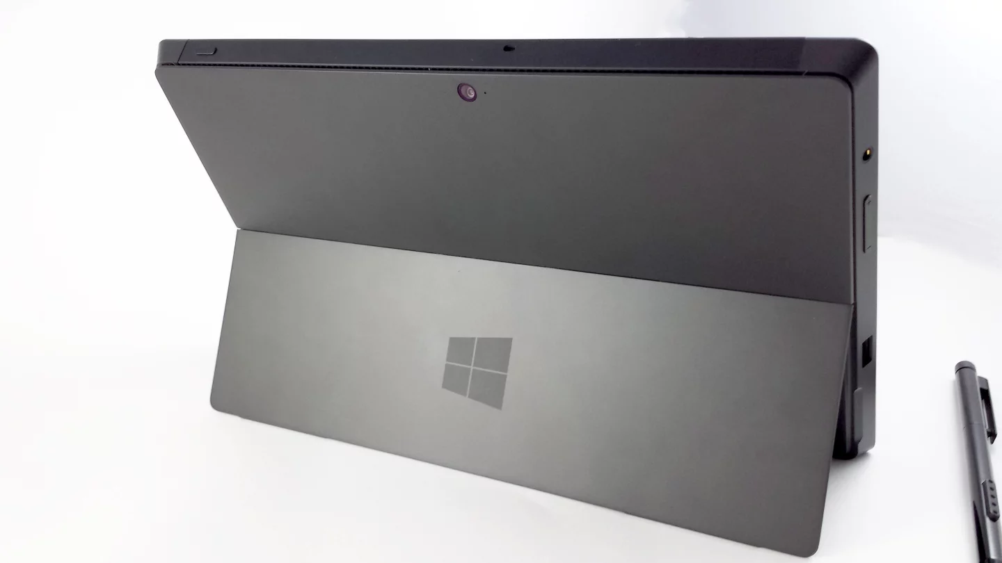 The tablet features a kickstand on the back that props it up